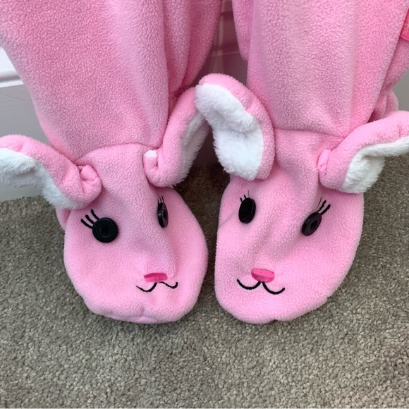 Nick and Nora Womens Pink Fleece Bunny Rabbit Footed Pajamas One Piece Size S - Picture 5 of 13